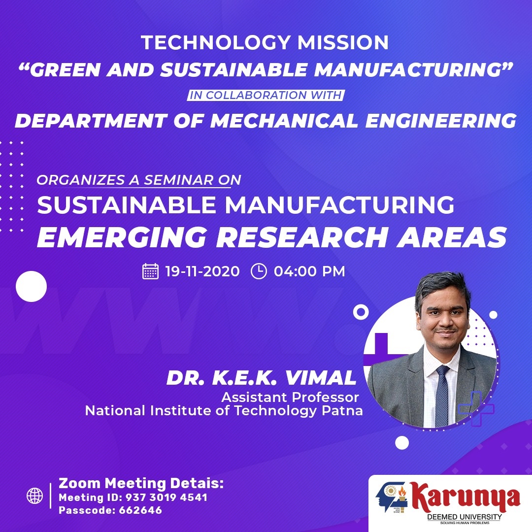 Sustainable Manufacturing-Emerging Research Areas
