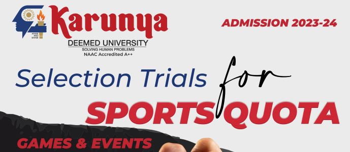 
Selection Trials for Sports Quota 2023-24 - May 15, 2023- Karunya